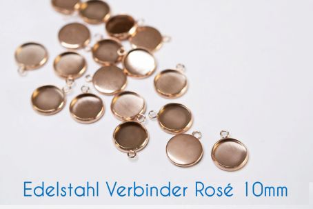 Edelstahl Fassungen/Verbinder rosé gold 12mm 10 Stück