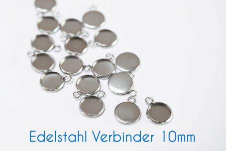 Edelstahl Fassungen/Verbinder silber 10mm 