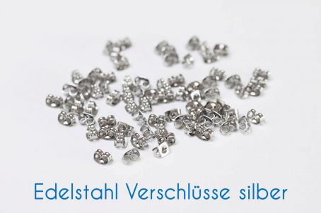 Edelstahl Ohrstecker-Verschlüsse silber 50 Stück