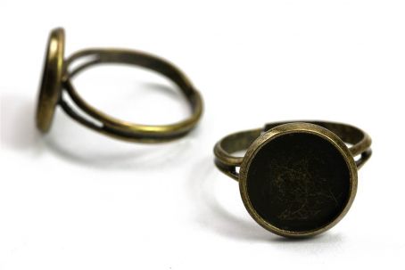 Ringrohlinge mit 12mm-Fassung silber/bronze Bronze 5 Stück